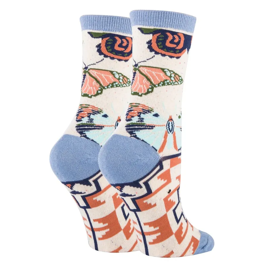 Women's Crew Socks - Butterfly Print