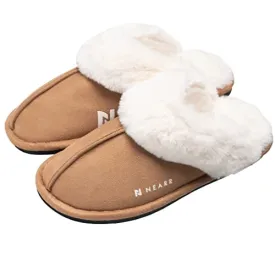 Women's Memory Foam House Slippers Non Slip Rubber Solesr Chestnut